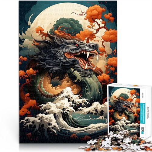 1000-teiliges Puzzle für Teenager Spielzeug-Intellektuelles Spiel Drachenillustration Wunschliste mit dem Weihnachtsmann38x26cm von AITEXI
