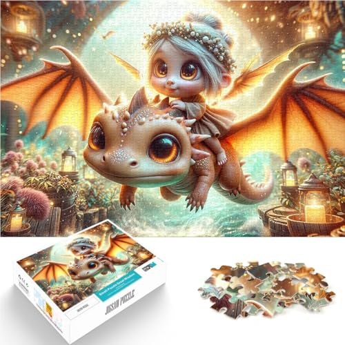 1000-teiliges Puzzle für Teenager Spielzeug Lernspiele Stressabbau Feenreitender Drache Geeignet für die Schreibtischdekoration38x26cm von AITEXI