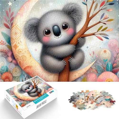 1000-teiliges Puzzle für Teenager Spielzeug Lernspiele Stressabbau Koala auf Halbmond Lernspiel für Geburtstag, Weihnachten52x38cm von AITEXI