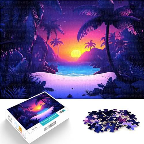 2000-teiliges Puzzle für Teenager Spielzeug Lernspiele Stressabbau Tropischer Sonnenuntergangsstrand Heimdekoration70x100cm von AITEXI