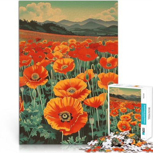 1000-teiliges Puzzle für Teenager Spielzeug für die ganze Familie Blume Roter Feuermohn Geburtstagsgeschenk, Geschenke75x50cm 1000-teiliges Puzzle für Teenager Spielzeug für die ganze Familie Blume Roter Feuermohn Geburtstagsgeschenk, Geschenke75x50cm von AITEXI
