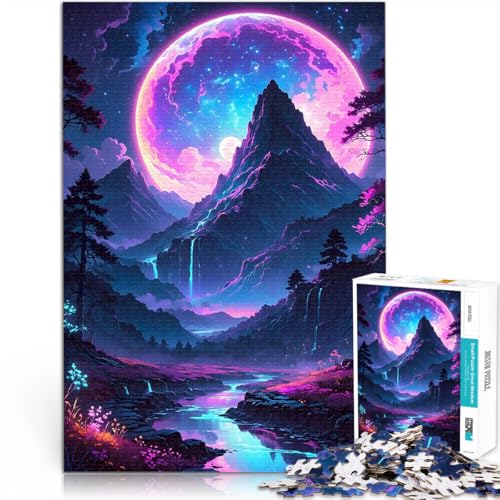 1000-teiliges Puzzle für Teenager Stressabbau-Spielzeug Kosmisches Wasserfallglühen einzigartiges Herausforderungsspiel52x38cm von AITEXI