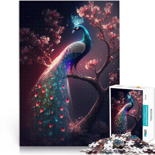 1000-teiliges Puzzle für Teenager Stressabbau-Spielzeug wunderschönes Pfauenglühen einzigartiges Herausforderungsspiel75x50cm von AITEXI