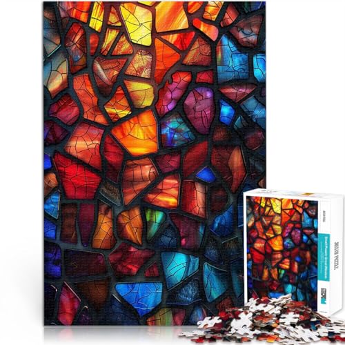 1000-teiliges Puzzle für Teenager für Lernspiel-Herausforderungsspielzeug Buntglasnetz Geeignet für die Schreibtischdekoration38x26cm von AITEXI