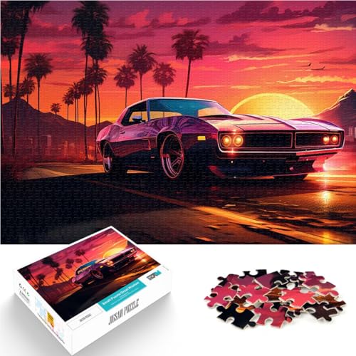 1000-teiliges Teenager-Puzzle Gehirnintelligenz-Herausforderung süchtig machendes Spielzeug Antikes Auto Lustiges Geschenk38x26cm von AITEXI