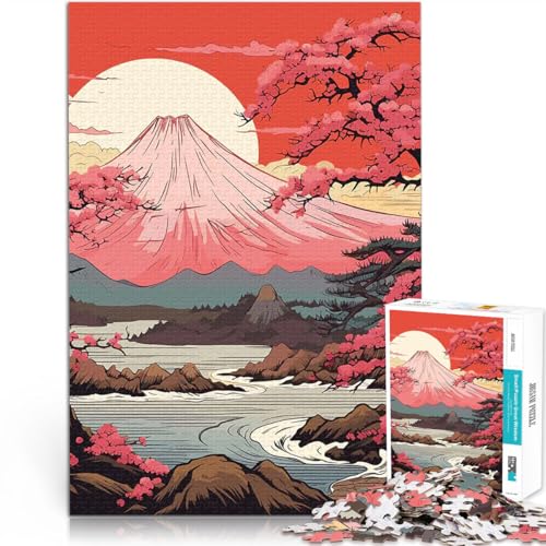 1000-teiliges Teenager-Puzzle Spielspielzeug Sakura Japan Berg Geburtstagsgeschenk, Geschenke, Wandkunst38x26cm von AITEXI