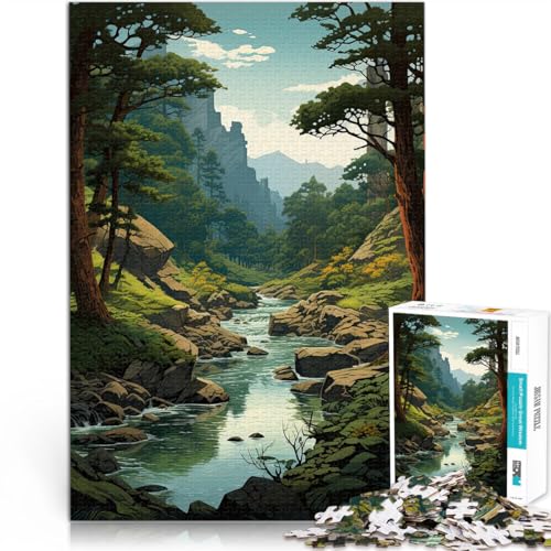 1000-teiliges Teenager-Puzzle Spielzeug Lernspiele Stressabbau Flusslandschaftskunst Lernspiel für Geburtstag, Weihnachten75x50cm von AITEXI