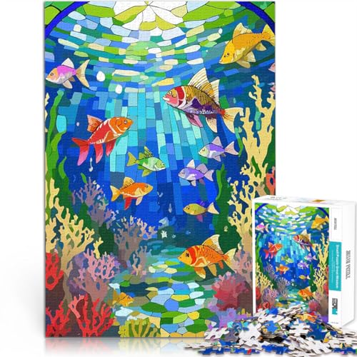 2000-teiliges Teenager-Puzzle Spielzeug Lernspiele Stressabbau Ozean in Buntglas Wunschliste mit dem Weihnachtsmann70x100cm von AITEXI