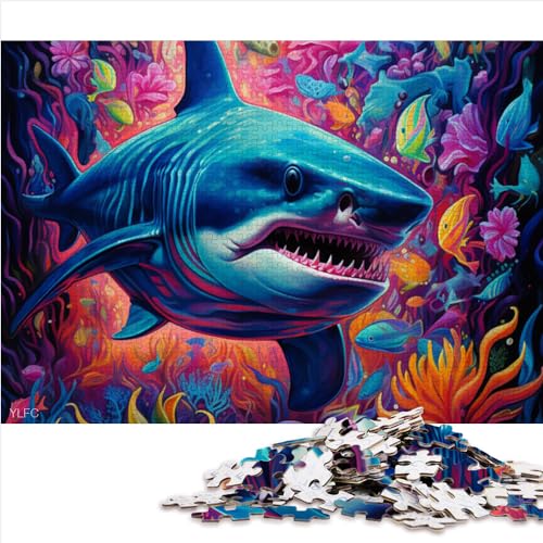 500 Puzzles für Erwachsene Tierkunst-Haifisch-Puzzle | Puzzles Holzpuzzles Geeignet für Erwachsene und Kinder ab 12 Jahren Lernspiele für zu Hause DIY-Spielzeug (52 x 38 cm) von AITEXI