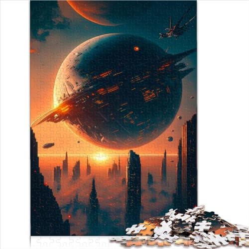 Alien Planet Skyline-Puzzle für Erwachsene und Kinder, 500-teiliges Puzzle für Erwachsene, Holzpuzzle, Puzzle für Erwachsene, Geschenke, lustige Puzzles (52 x 38 cm) von AITEXI