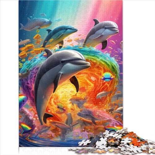 Bunte Delfin-Puzzles, Geschenkpuzzle, 1000-teiliges Puzzle für Erwachsene, Premium-Puzzle für Teenager aus Karton für Kinder und Erwachsene ab 9 Jahren (26 x 38 cm) von AITEXI