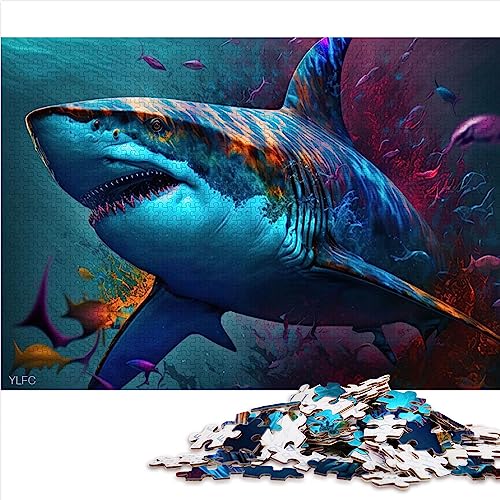 Buntes Hai-Puzzle mit 1000 Teilen für Erwachsene. Papppuzzles für Erwachsene und Kinder ab 12 Jahren, 26 x 38 cm Buntes Hai-Puzzle mit 1000 Teilen für Erwachsene. Papppuzzles für Erwachsene und Kinder ab 12 Jahren, 26 x 38 cm von AITEXI