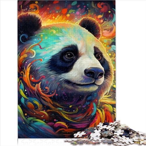 Buntes Kunst-Panda-Puzzle, Puzzle für Erwachsene, Holzpuzzle, Spielzeug für Erwachsene, Familienpuzzle, Geschenk, Lernpuzzle, Familienspiel, 300 Stück (40 x 28 cm) von AITEXI
