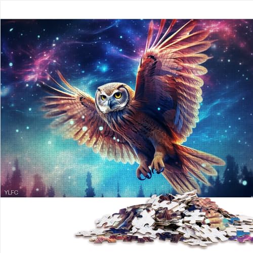Familienpuzzles Geschenk Galaxy Owl Puzzles für Erwachsene 1000 Teile Premium Karton Erwachsene Puzzles Geschenke Stressabbau Schwierige Herausforderung 1000 Teile (26 x 38 cm) von AITEXI