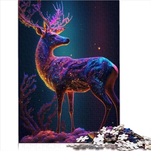 Funny Puzzles Difficult Challenging Puzzles 1000 Piece Cosmic Deer Wood Jigsaw for Adults & Children Educational Stress Relief Toy Puzzle 1000pcs（50x75cm） von AITEXI