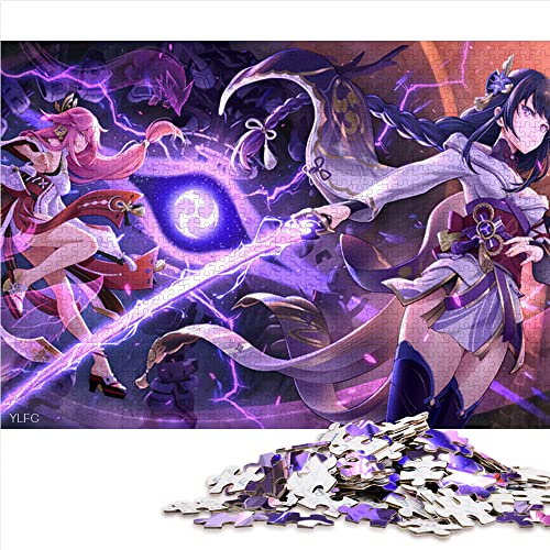 Genshin Impact Raiden Shogun Puzzles 1000 Teile für Erwachsene Premium 100% recyceltes Brett Entspannungspuzzlespiele-Brain Teaser Puzzle 10,27 x 14,96 Zoll von AITEXI