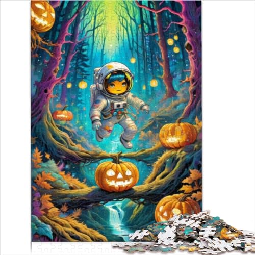 Halloween-Astronauten-Puzzle für Erwachsene, 1000-teilige Puzzles aus Holz, geeignet für Erwachsene und Kinder ab 12 Jahren, Weihnachts-Puzzle-Geschenke (50 x 75 cm) von AITEXI