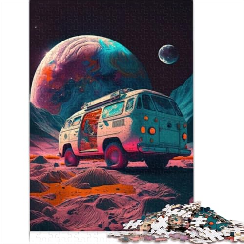 Hippie-Van im Weltraum Puzzle 1000 Teile Holzpuzzle für Kinder ab 14 Jahren Schwierige anspruchsvolle Puzzles 1000 Teile 1000 Teile (50 x 75 cm) von AITEXI