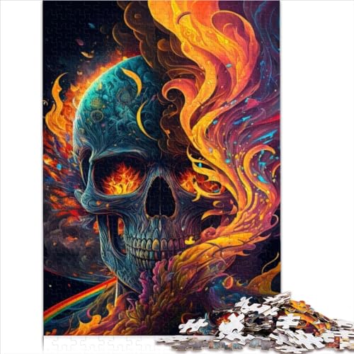 Höllischer Totenkopf in Flammen, Puzzle, Puzzle für Erwachsene und Kinder, geeignet für Erwachsene und Jugendliche ab 12 Jahren, schwierig und herausfordernd, 1000 Teile (26 x 38 cm) von AITEXI