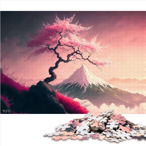 Japanische Kirschblüten-Puzzles für Kinder, 1000-teilige Puzzles für Erwachsene, Holzpuzzle, geeignet für Erwachsene, für Erwachsene und Familien (50 x 75 cm). von AITEXI