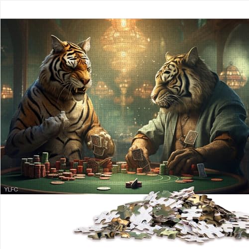 Jigsaw Puzzles for Adults Gifts Puzzles for Adults & Kids Tiger Poker Premium 100% Recycled Board for Adults and Kids Age 10 and Up Enjoy Games for Adults （26x38cm） von AITEXI