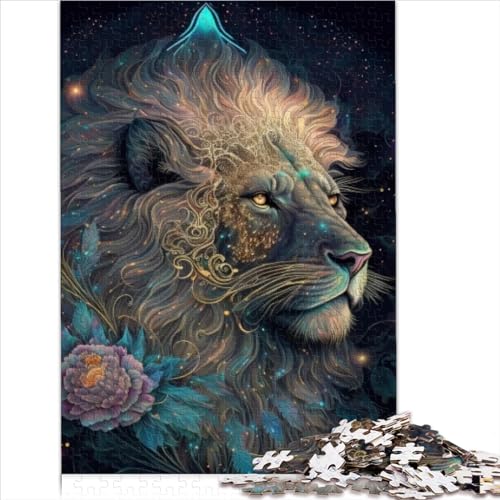 Jigsaw Puzzles for Adults Kids Cosmic Bloom Lion King Difficult Challenging Puzzles 500 Piece Wooden Jigsaw for Adults and Kids Age 10 Years and Up Artwork by (52x38cm) von AITEXI
