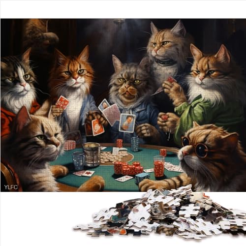 Katzen Spielen Poker-Puzzles für Erwachsene. 1000-teiliges Puzzle für Erwachsene und Kinder. Holzpuzzles. Tolles Geschenk für Erwachsene Spiele, tolles Geschenk für Erwachsene (50 x 75 cm). von AITEXI