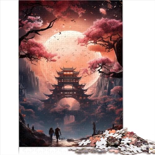 Kirschblüten und ruhiger Fluss Puzzle für Erwachsene, 1000-teilige Puzzles, geeignet für Erwachsene und Kinder ab 12 Jahren, lustige Familienspiele (26 x 38 cm) von AITEXI