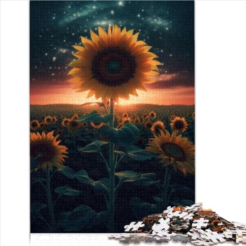 Kunstpuzzle für Erwachsene, 1000 Teile, Sonnenblume, Erde, Weltraum, Puzzle, Geschenk, Holzpuzzle, lustige Familienpuzzles für Erwachsene, tolles Geschenk für Erwachsene (50 x 75 cm) von AITEXI