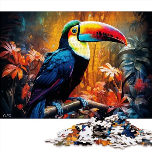 Lustige Puzzles, 1000-teiliges Puzzle für Erwachsene und Kinder, Tier-Tukane, Premium-Recyclingbrett für Erwachsene und Kinder, Lernspiel für Erwachsene Kinder, 1000 Teile (26 x 38 cm) von AITEXI