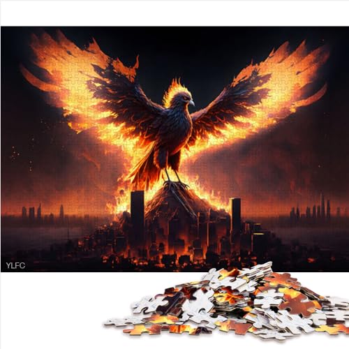 Phoenix aus der Asche Spielzeugpuzzle 1000 Teile Puzzles für Erwachsene Geschenke Premium 100% recyceltes Brett Teenager Kinder 1000 Teile Impossible Puzzle 1000 Teile (26 x 38 cm) von AITEXI