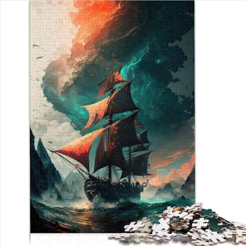 Piratenschiff-Landschaft, lustige Puzzles für Erwachsene, 1000 Papppuzzle für Erwachsene und Jugendliche ab 12 Jahren, tolles, 1000 Teile (26 x 38 cm) von AITEXI