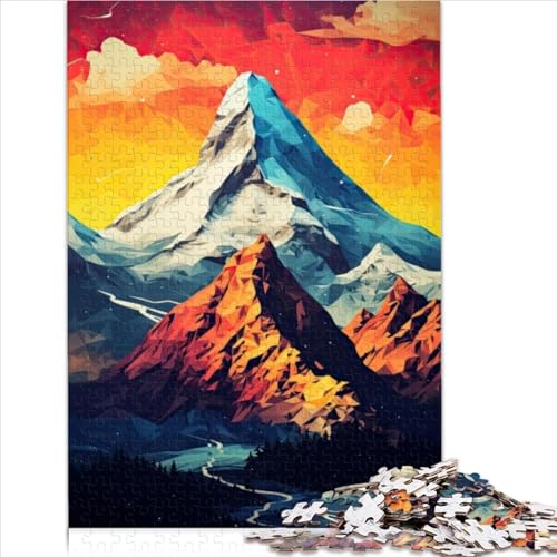 Pop-Art-Berge-Puzzle für Erwachsene und Kinder, 1000 Teile, Holzpuzzle für Erwachsene, Lernspiel, Herausforderungsspielzeug, Familiendekoration (50 x 75 cm) von AITEXI