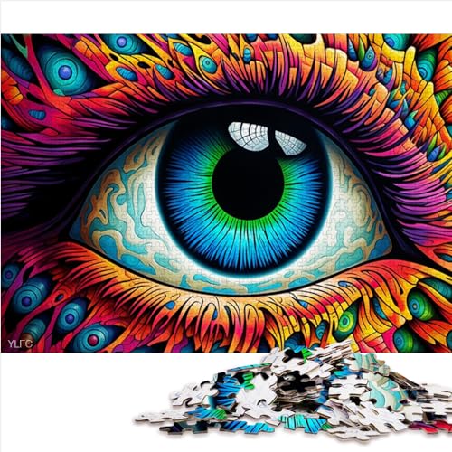 Psychedelische Augen-Puzzles für Erwachsene, Geschenke, Puzzles für Erwachsene, 500 Holzpuzzles für Erwachsene, tolles Geschenk für Erwachsene, 500 Teile (52 x 38 cm) von AITEXI