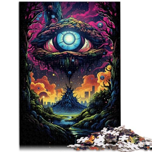 Puzzle, Bunte psychedelische dunkle Nachtaugen, 1000 Teile, Holzpuzzle für Erwachsene, ganze Familie (50 x 75 cm) von AITEXI