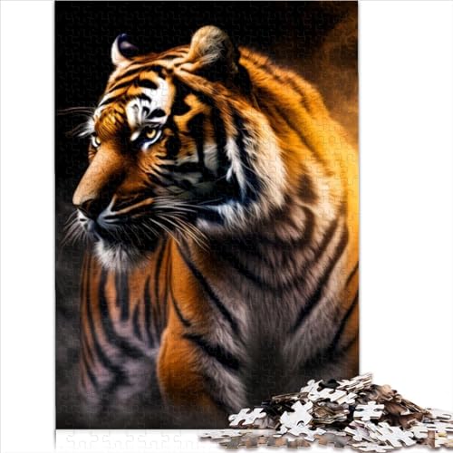 Puzzle 1000 Teile, Tiger-Puzzle für Kinder, Premium-Brett aus 100% recyceltem Material, geeignet für Erwachsene, Stressabbau, Aufenthalt, Zeitvertreib, 1000 Teile (26 x 38 cm) von AITEXI