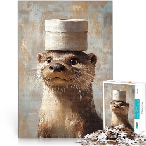 Puzzle 1000 Teile für Erwachsene Anspruchsvolles Spiel und Familienspaß Otter mit Toilettenpapierhut für Heimdekoration75x50cm Puzzle 1000 Teile für Erwachsene Anspruchsvolles Spiel und Familienspaß Otter mit Toilettenpapierhut für Heimdekoration75x50cm von AITEXI