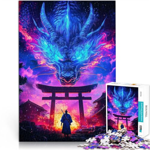 Puzzle 1000 Teile für Erwachsene Dekomprimierendes intellektuelles Lernspielzeug Samurai und Drache Heimdekoration52x38cm von AITEXI