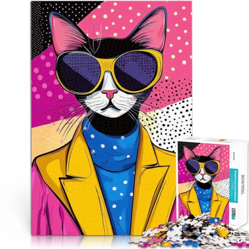 Puzzle 1000 Teile für Erwachsene Denkspiel Coole Katze mit Sonnenbrille Pop Art Jedes Stück ist einzigartig – Anspruchsvolles Familienspiel70x100cm Puzzle 1000 Teile für Erwachsene Denkspiel Coole Katze mit Sonnenbrille Pop Art Jedes Stück ist einzigartig – Anspruchsvolles Familienspiel70x100cm von AITEXI