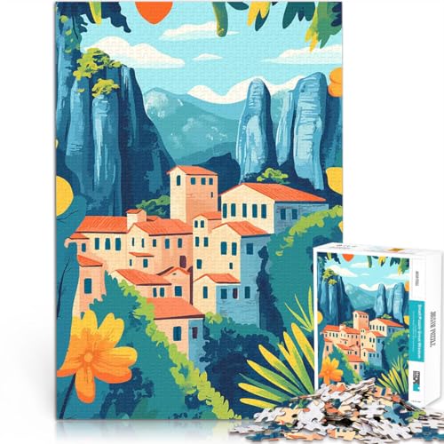 Puzzle 1000 Teile für Erwachsene Denkspiel Meteora Griechenland Dorf minimalistische Kunst Verbessern Sie das Gedächtnis38x26cm Puzzle 1000 Teile für Erwachsene Denkspiel Meteora Griechenland Dorf minimalistische Kunst Verbessern Sie das Gedächtnis38x26cm von AITEXI