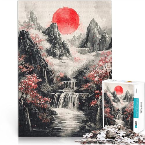 Puzzle 1000 Teile für Erwachsene Denksportaufgabe für Wasserfall in den japanischen Bergen Die Liebe zwischen Paaren stärken75x50cm von AITEXI