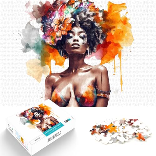 Puzzle 1000 Teile für Erwachsene Herausforderndes Spiel Afrikanisches Modell aquarelliert Lernspiel für Geburtstag, Weihnachten75x50cm von AITEXI