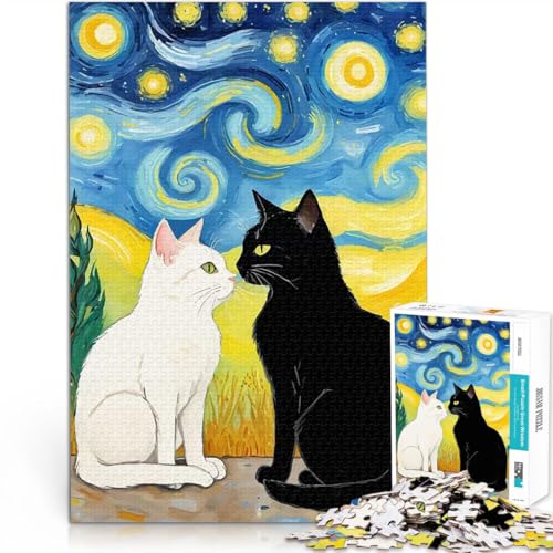 Puzzle 1000 Teile für Erwachsene Herausforderndes Spiel Sternennachtkatzen denn eignet ganze Familie75x50cm von AITEXI