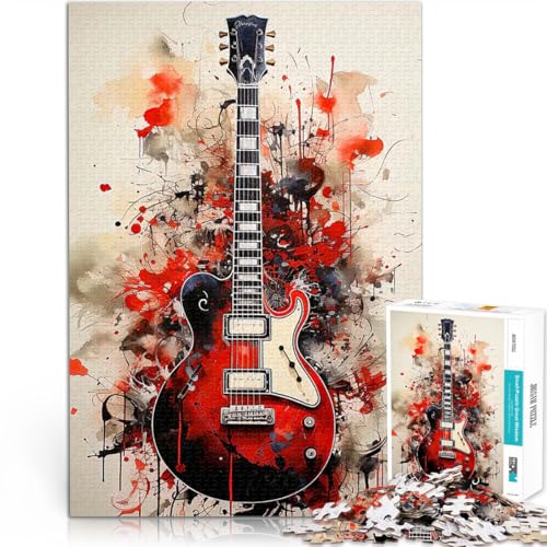 Puzzle 1000 Teile für Erwachsene Herausforderndes Spielspielzeug Rote E-Gitarre mit vollständig ineinander greifenden, zufällig geformten Teilen52x38cm Puzzle 1000 Teile für Erwachsene Herausforderndes Spielspielzeug Rote E-Gitarre mit vollständig ineinander greifenden, zufällig geformten Teilen52x38cm von AITEXI