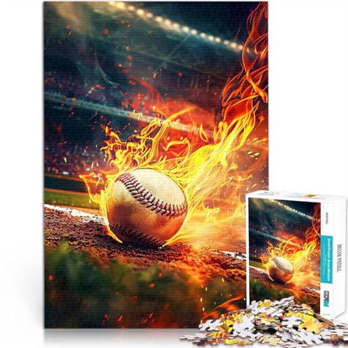 Puzzle 1000 Teile für Erwachsene Interessante Stressreduzierung Flammender Baseball Lernspiel für Geburtstag, Weihnachten52x38cm von AITEXI
