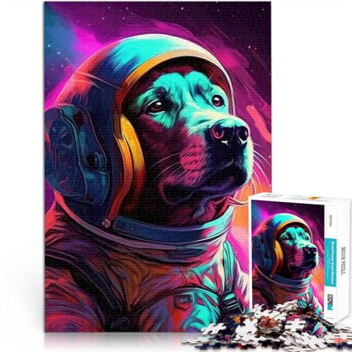 Puzzle 1000 Teile für Erwachsene Interessante Stressreduzierung Hundeastronaut im Weltraum Geeignet für die Schreibtischdekoration52x38cm von AITEXI