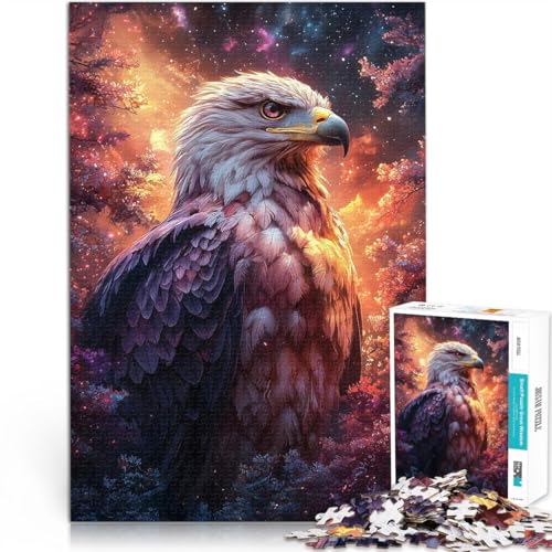Puzzle 1000 Teile für Erwachsene Lernspiel-Herausforderungsspielzeug Adler im kosmischen Wald Lernspiel für Geburtstag, Weihnachten52x38cm von AITEXI