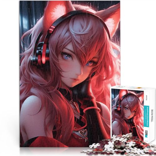 Puzzle 1000 Teile für Erwachsene Lernspiel-Herausforderungsspielzeug Katzenmädchen mit Kopfhörer Verbessern Sie das Gedächtnis38x26cm Puzzle 1000 Teile für Erwachsene Lernspiel-Herausforderungsspielzeug Katzenmädchen mit Kopfhörer Verbessern Sie das Gedächtnis38x26cm von AITEXI