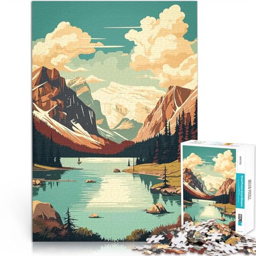 Puzzle 1000 Teile für Erwachsene Lernspiel-Herausforderungsspielzeug Retro Berg Vintage Verbessern Sie das Gedächtnis38x26cm von AITEXI