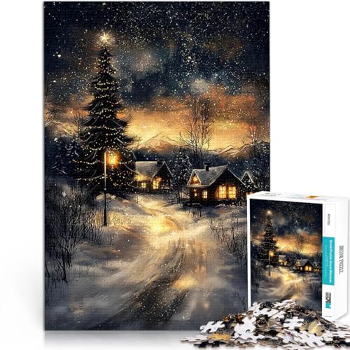 Puzzle 1000 Teile für Erwachsene Lernspiele DIY Spielzeug Verschneites Weihnachtsdorf Geeignet für die Schreibtischdekoration70x100cm von AITEXI